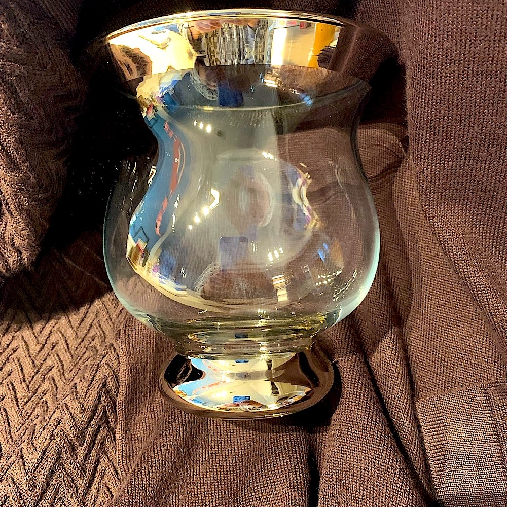 ☃️ 🎁 Vase. Add the Roses Elegant Silver Rims. Crate & B NEW Vtg.